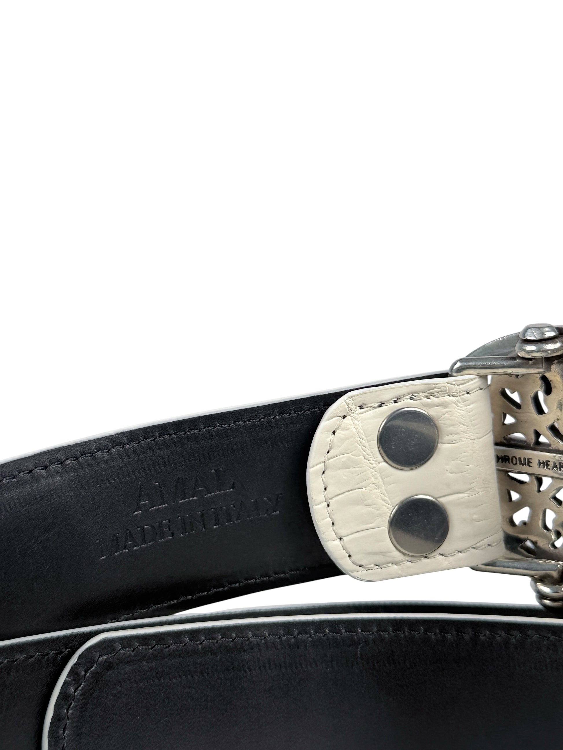 AMAL matte white crocodile belt strap V2 exotic leather