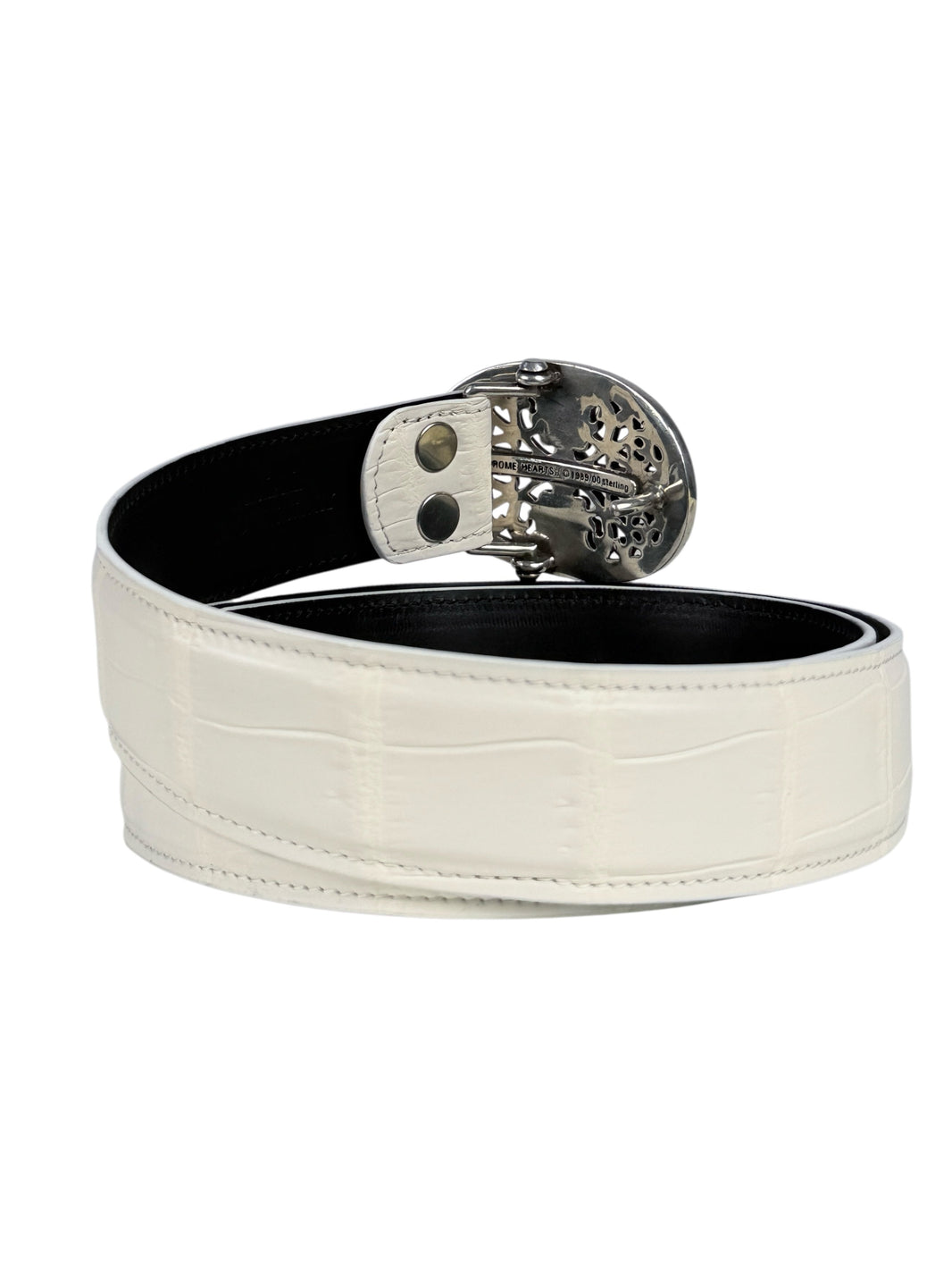 Exotic crocodile leather belt strap by AMAL in matte white