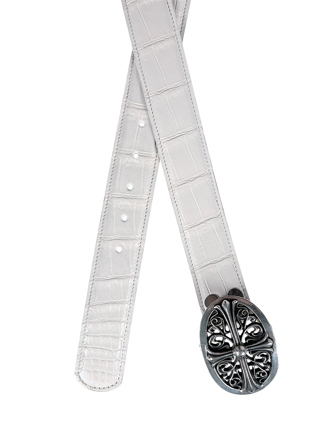 AMAL V2 belt strap shown with Chrome Hearts oval cross buckle