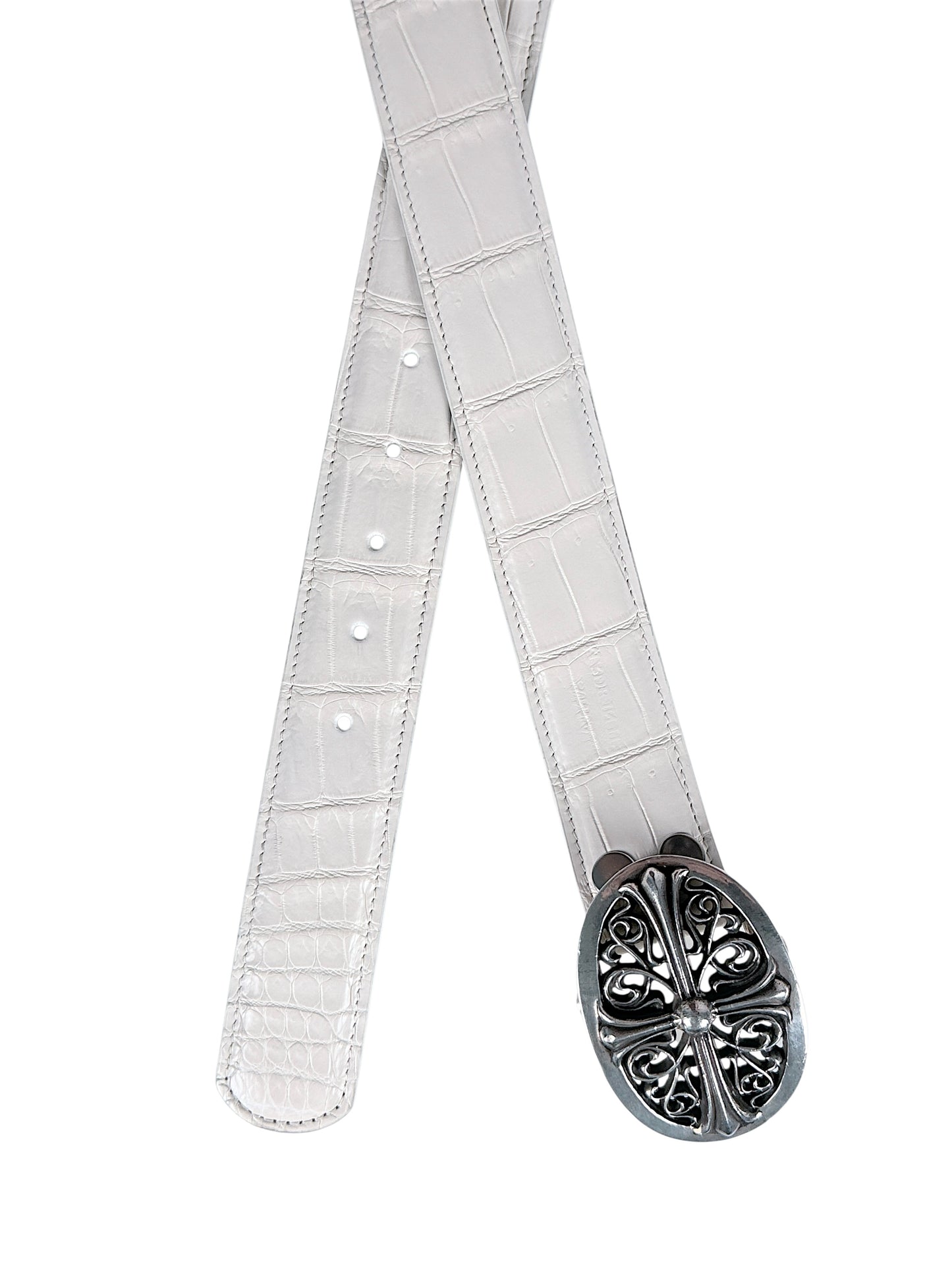 AMAL V2 belt strap shown with Chrome Hearts oval cross buckle