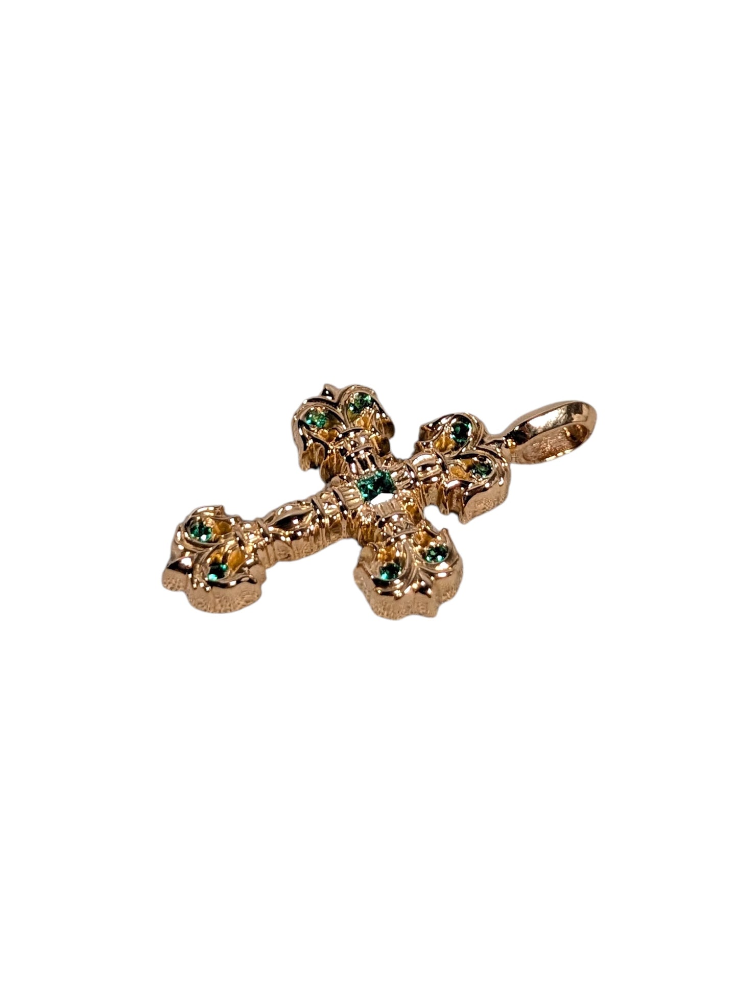 chrome hearts xs filigree charm emerald pendant 22k gold cross jewelry rare accessory