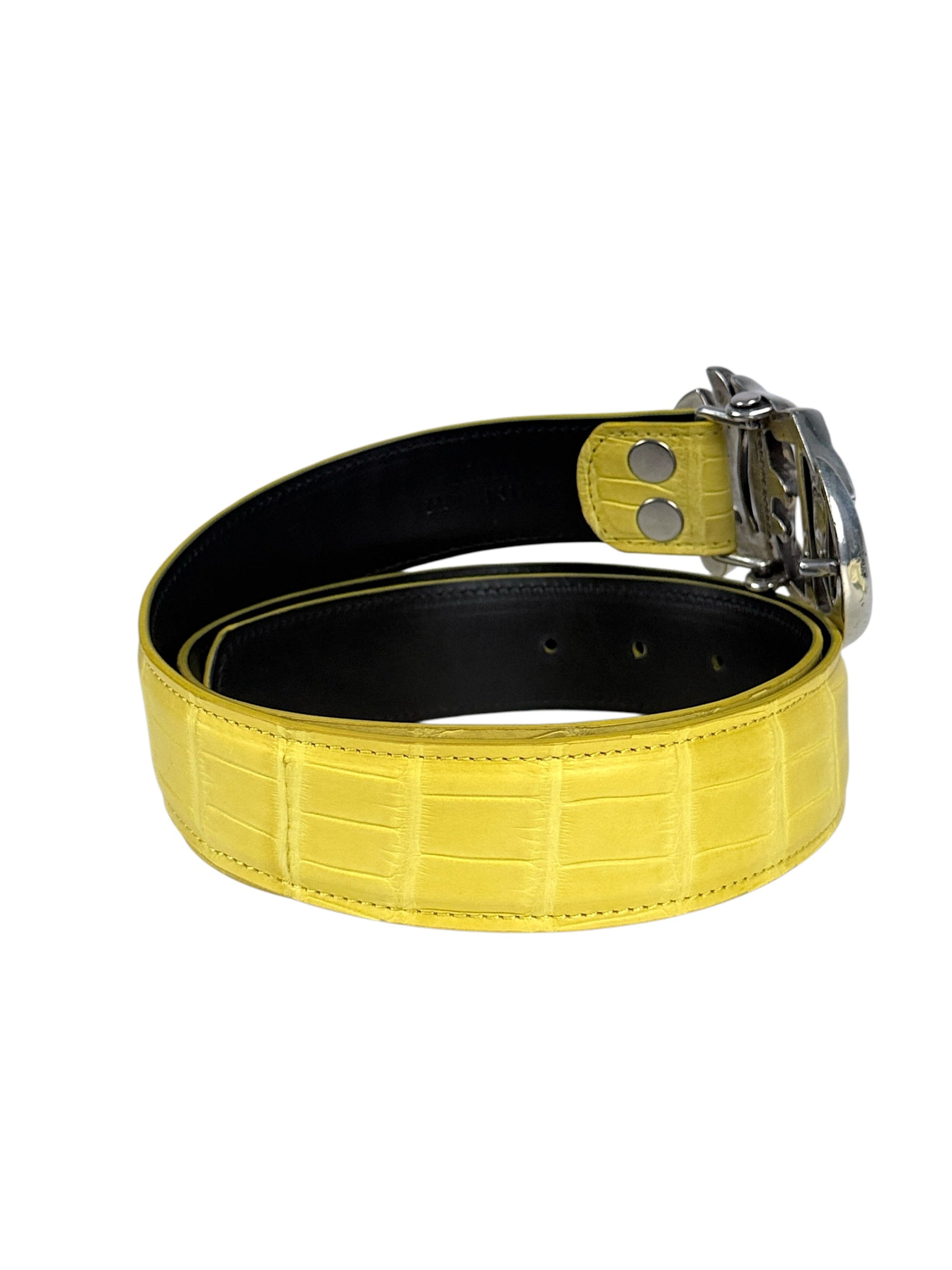 AMAL matte yellow crocodile belt strap V2 exotic leather