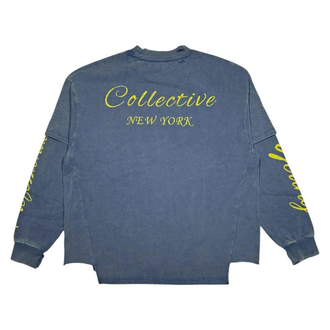 Young Professionals Collective YP Collective YP Assemblage Double Layer T-Shirt - Washed Blue/Yellow Sterling Silver Hardware