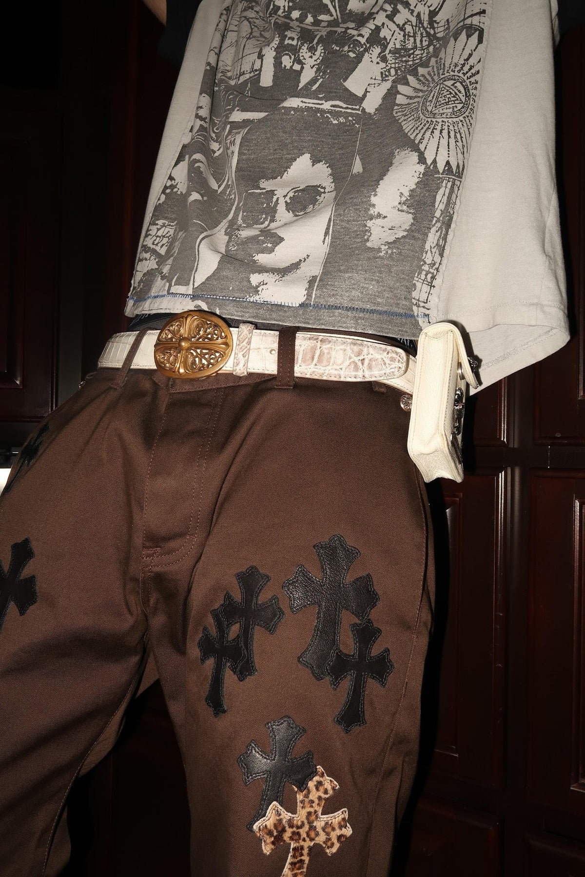 Chrome Hearts cross-patch cargo pants, worn