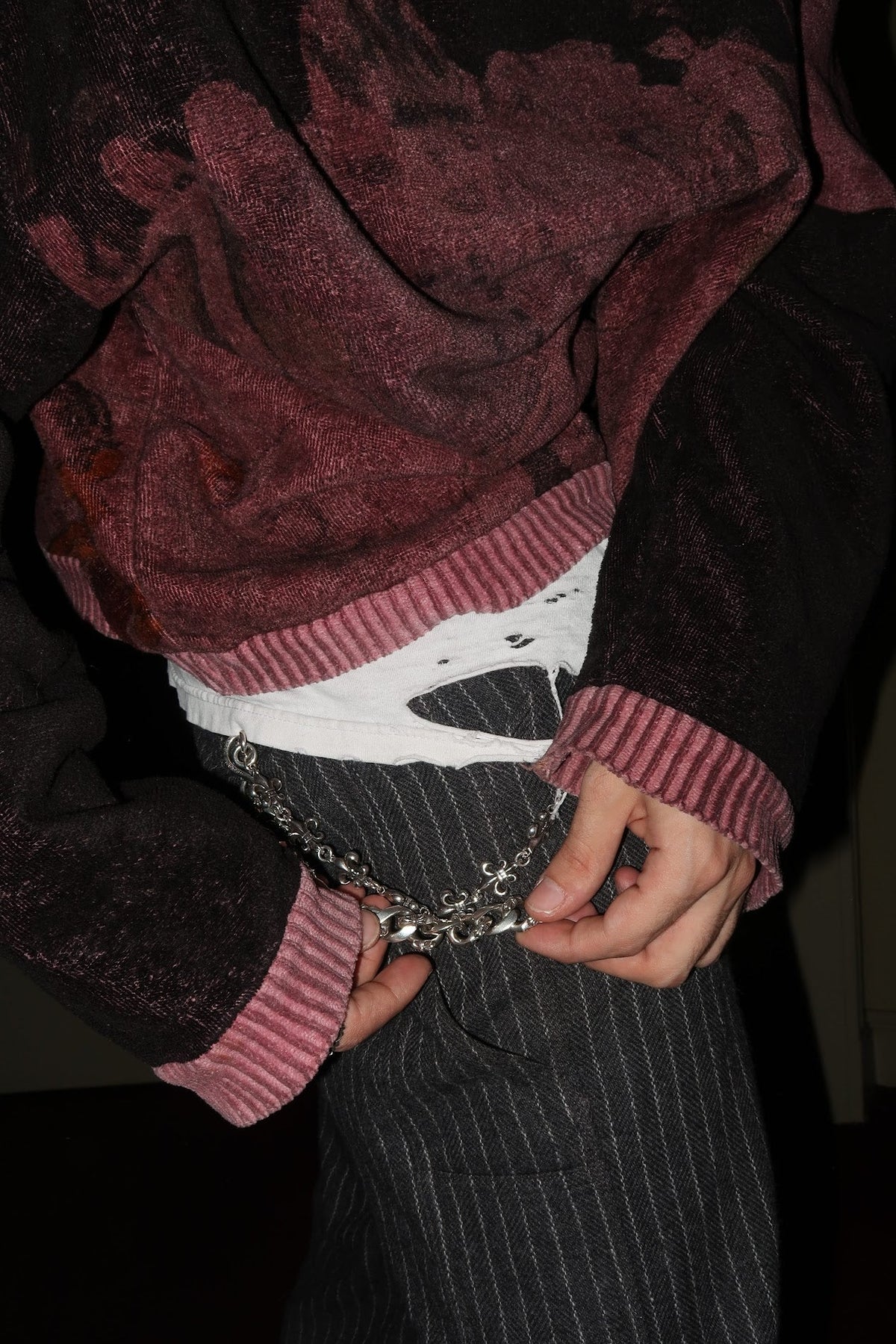 Chrome Hearts belt and wallet chain, worn
