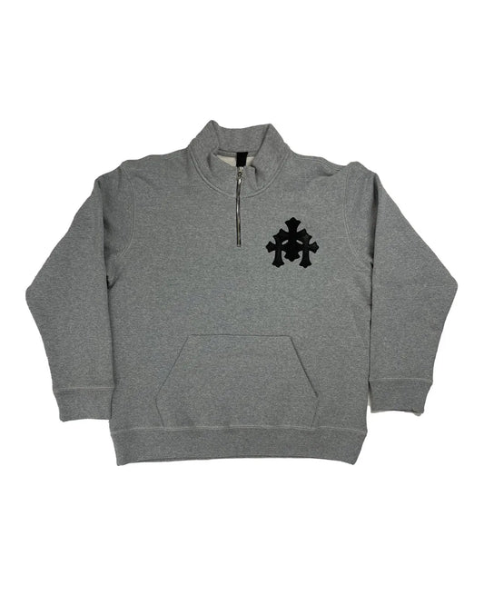 Chrome Hearts Paper Jam 1/2 Zip Sweater - Heather Grey Authentic Sweaters