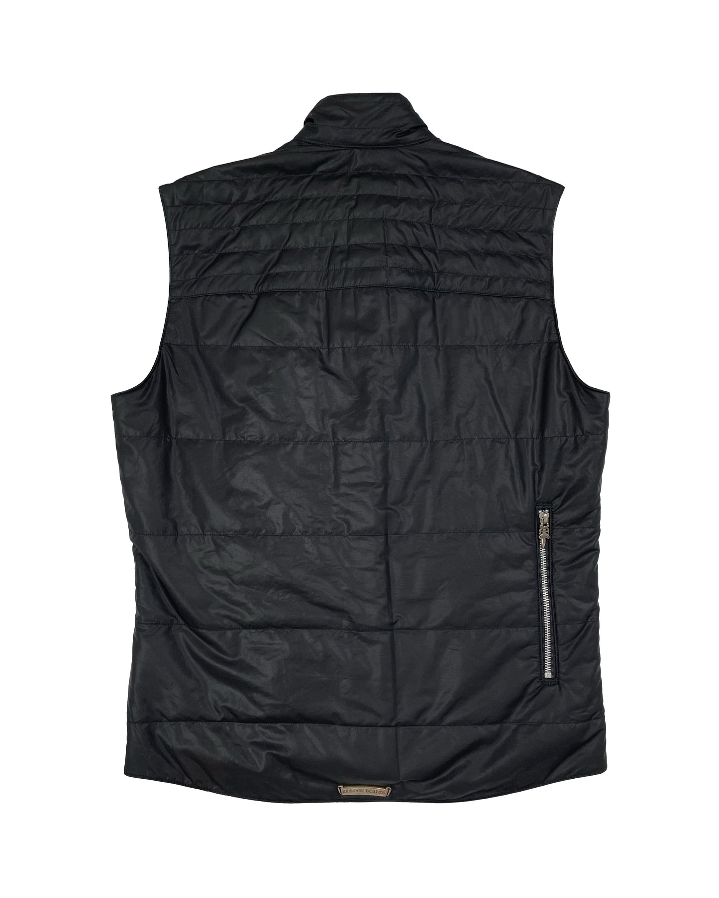 Silk-Lined Cross Patch Nylon Button-Up Vest