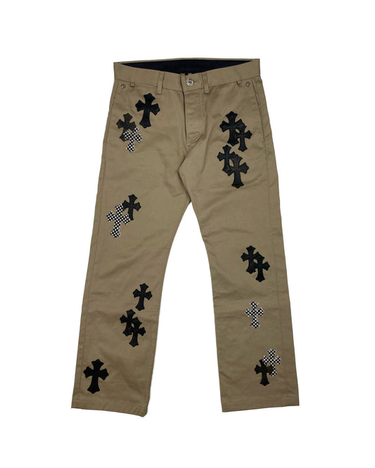 Chrome Hearts Khaki Chino Cross Patch Pants Authentic Pants
