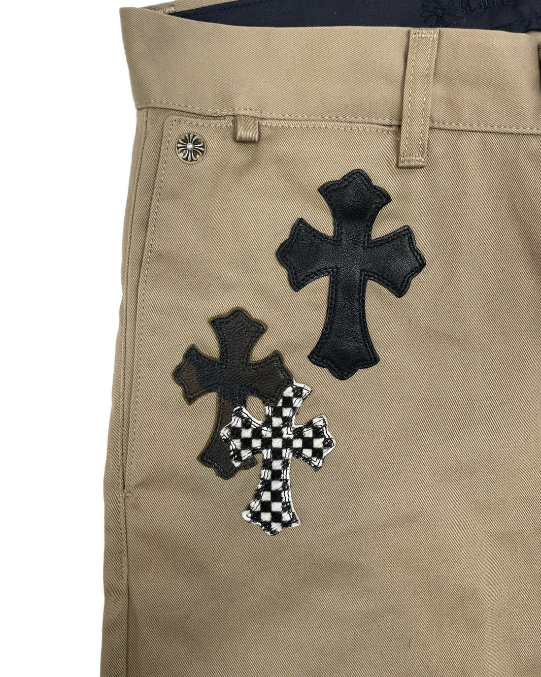 Chrome Hearts Khaki Chino Cross Patch Pants Archival