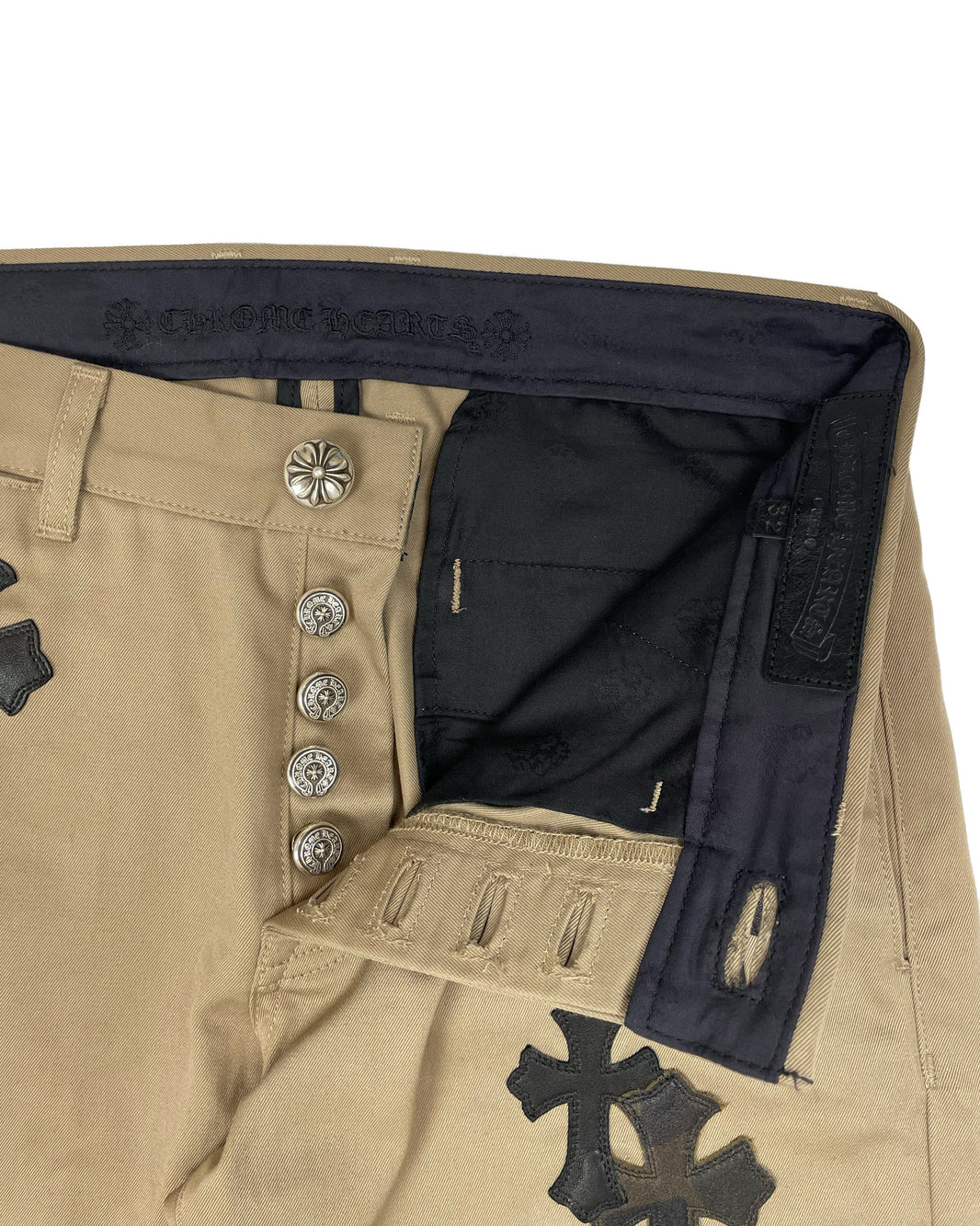 Chrome Hearts Khaki Chino Cross Patch Pants Authenticated Designer