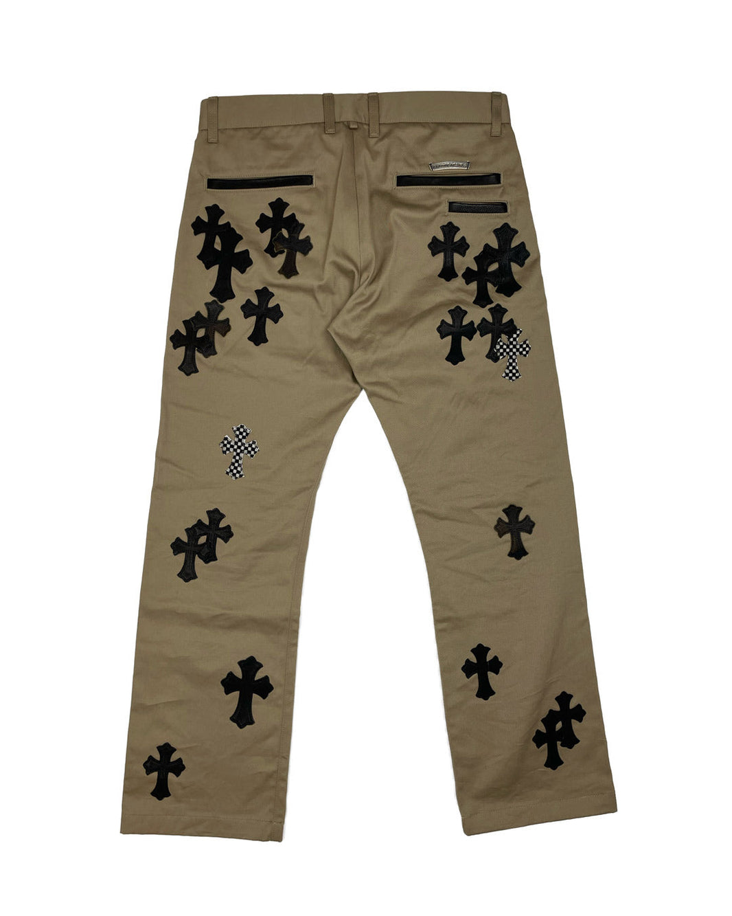 Chrome Hearts Khaki Chino Cross Patch Pants Sterling Silver Hardware
