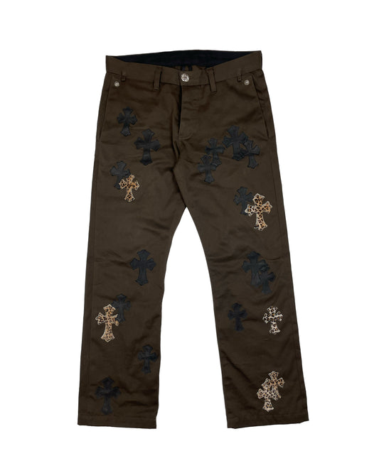 Chrome Hearts Brown Chino Cross Patch Pants Authentic Pants