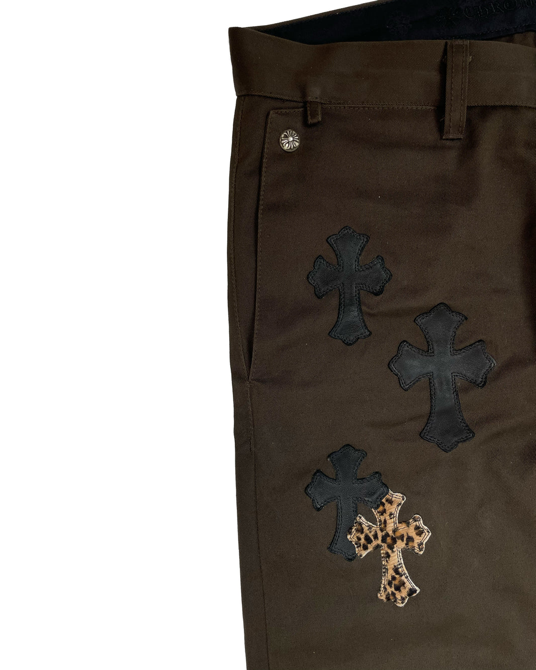 Chrome Hearts Brown Chino Cross Patch Pants Authenticated Designer