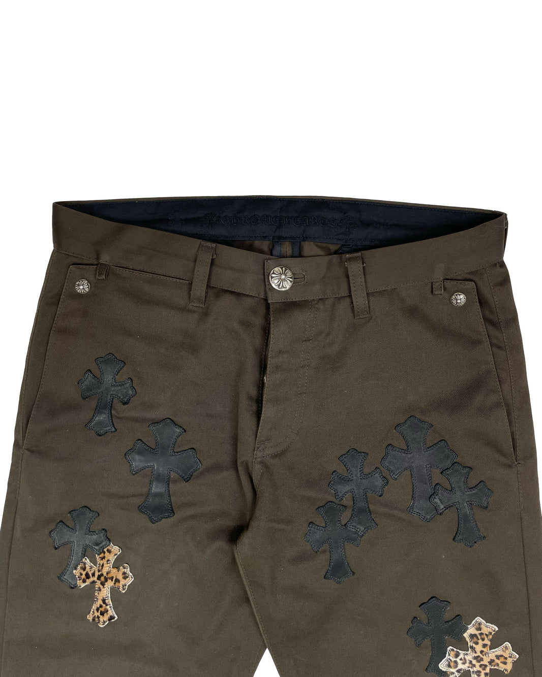 Chrome Hearts Brown Chino Cross Patch Pants Verified YP Collective