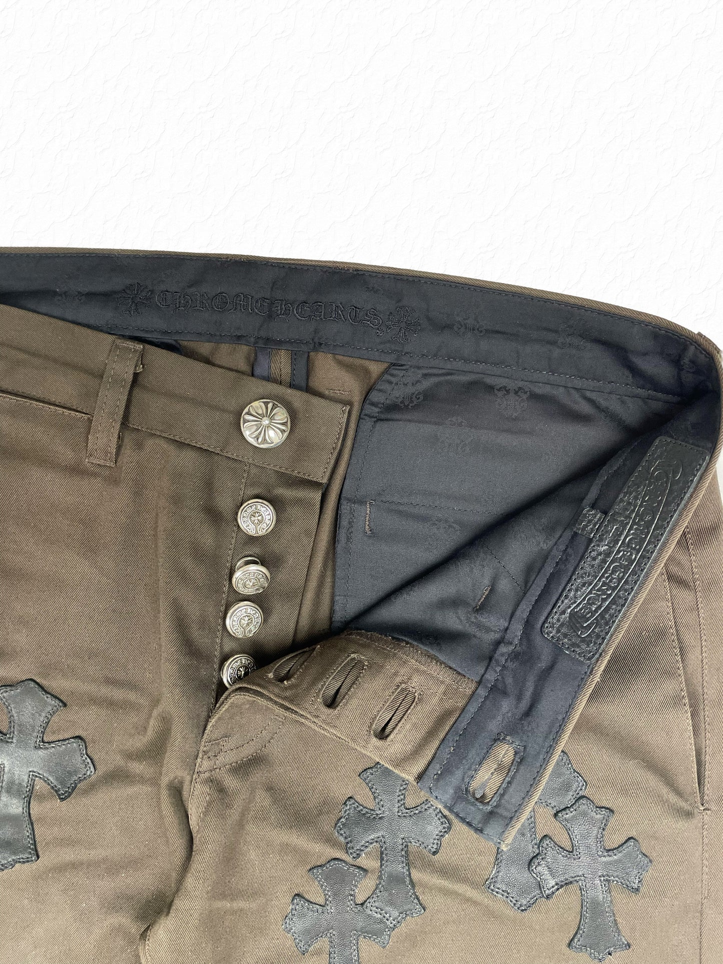 Brown Chino Cross Patch Pants